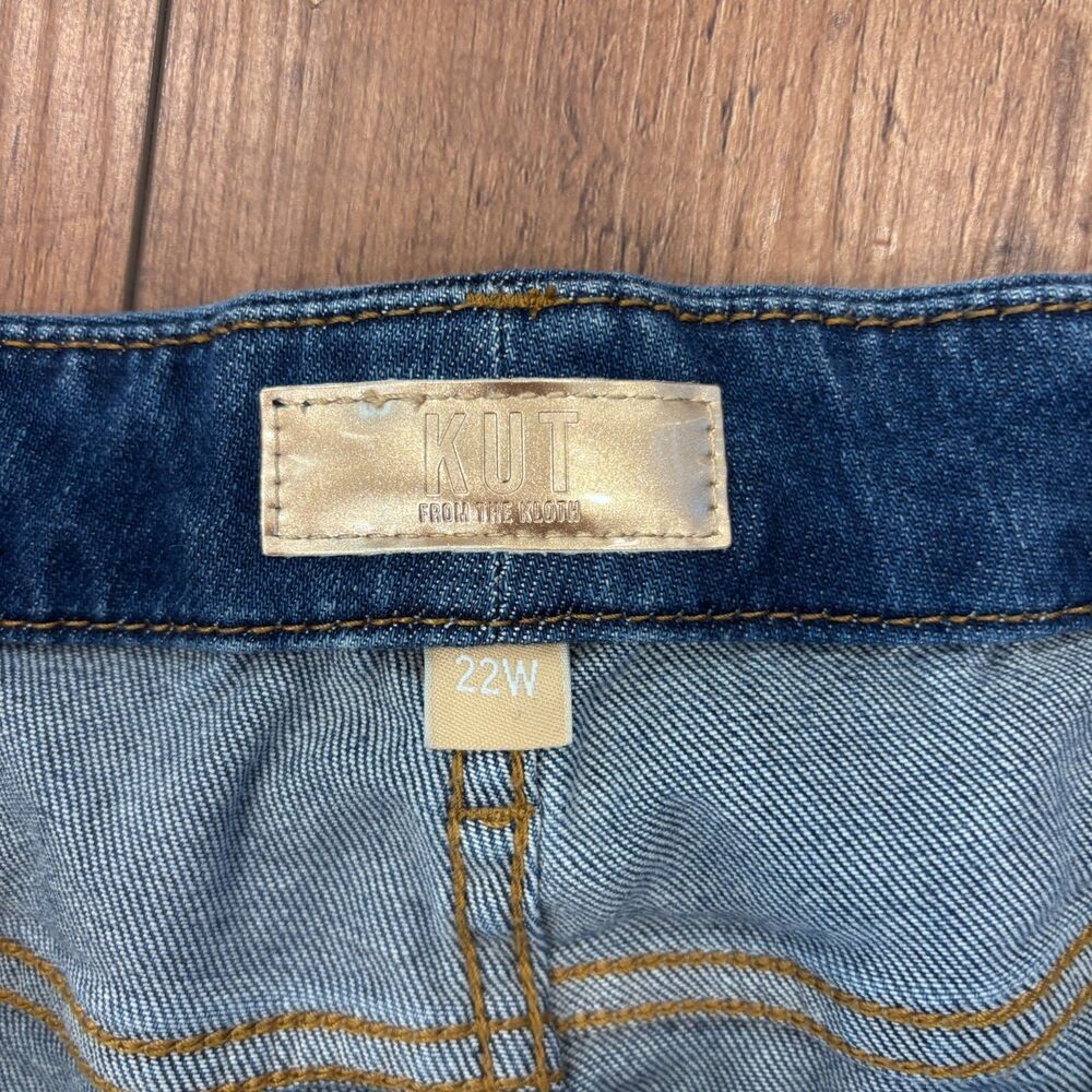 Kut from the Kloth Wide-Leg High-Rise Meg Fab Ab Jeans Raw Hem Women's Plus 22W - Picture 3 of 10